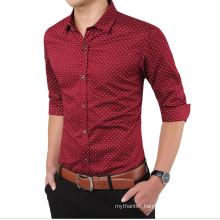men's dot print long sleeve business casual shirt